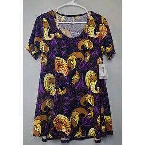 Lularoe Perfect Tee Medium NWT Paisley Purple Yellow Swirls Mod 70's Style! New